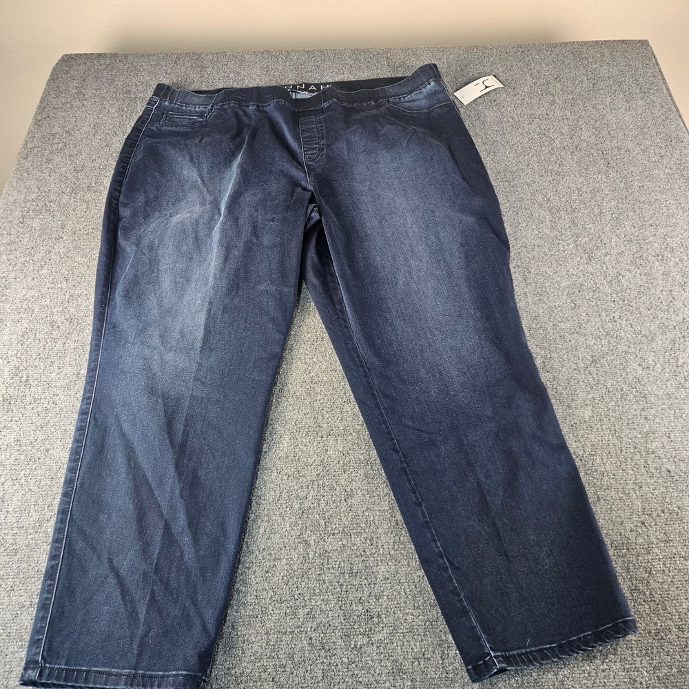 Hannah Plus Size 3X Blue Black Rinse Pull On Denim Leggings Jeggings‎ NWT